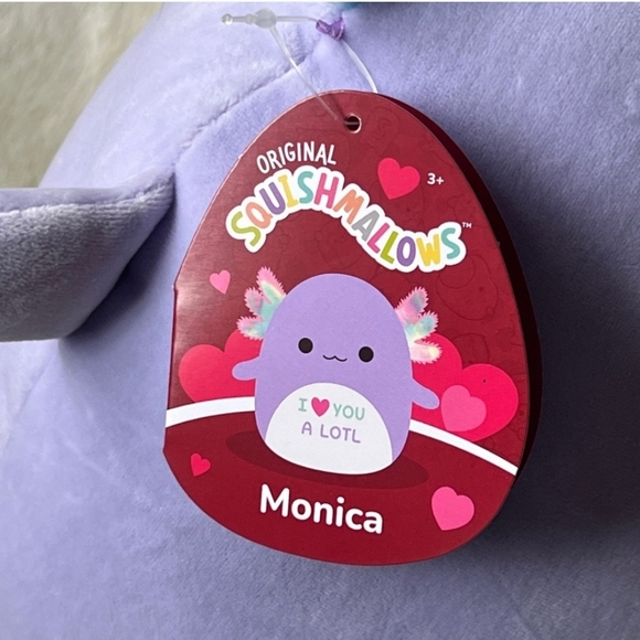 NWT Monica the Axolotl 12' RARE "Love U A Lotl” Valentine Plush Toy NWT 💜💜 - Picture 6 of 11